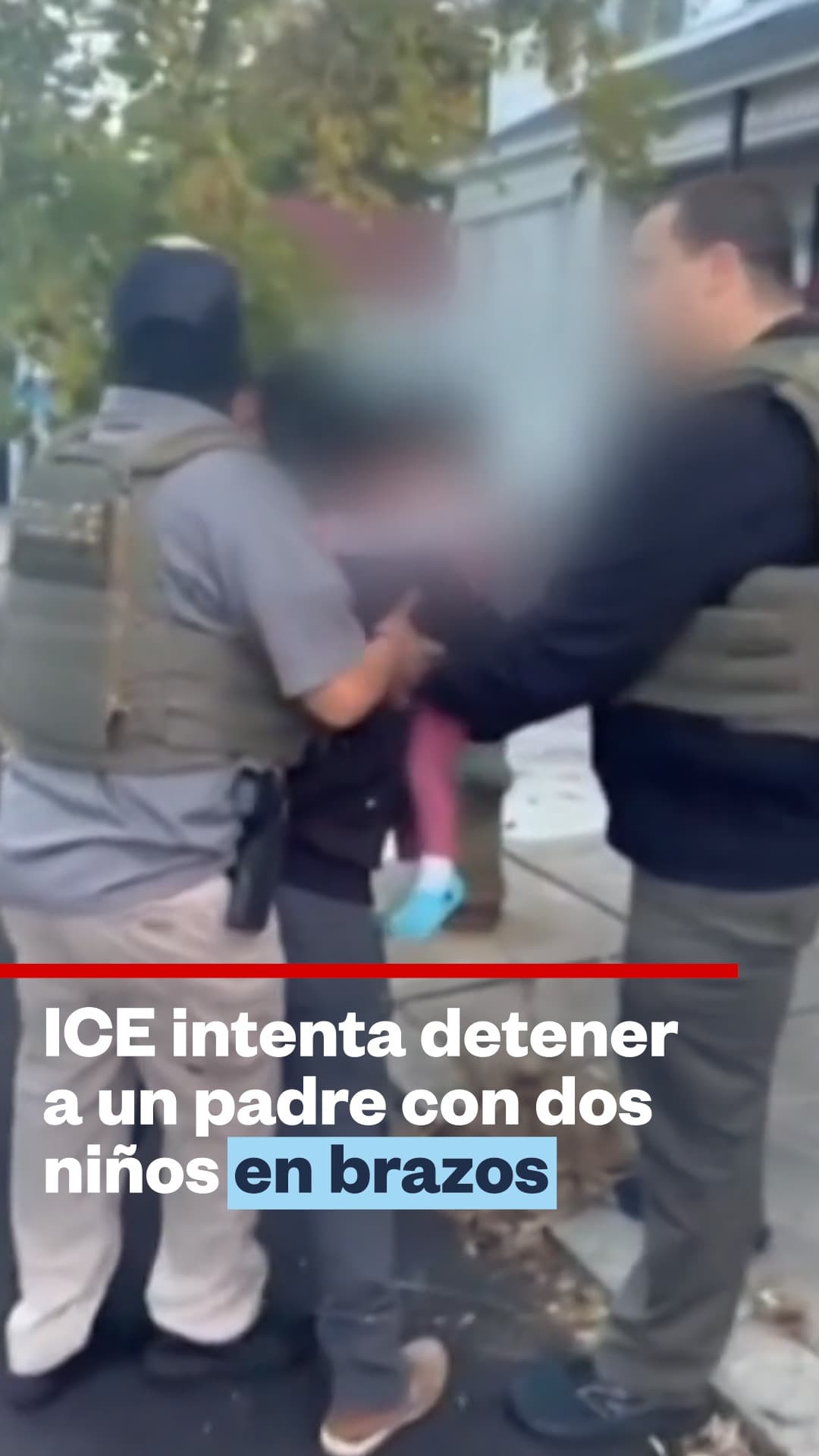 Father holding two children surrounded by ICE after car ramming